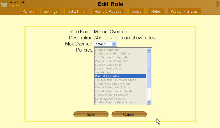 Setup - Roles Tab - Edit Role