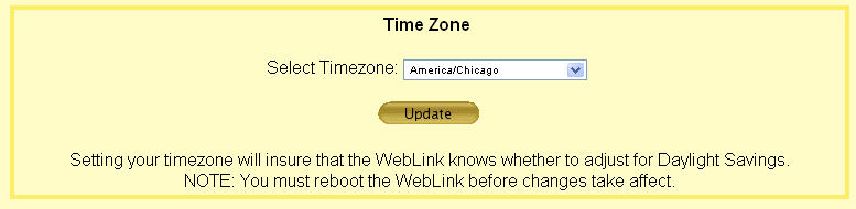 Setup - Date/Time Tab - Time Zone